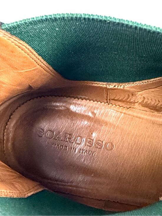 SCAROSSO Italy Giancarlo Chelsea Boots Brown Leather Green Side Panel sz 45 US12 main image 9